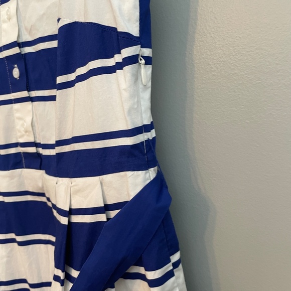 NWOT MILLY for DesigNation Striped Pleated Nautical Shirt Dress Size 6 - Picture 10 of 12